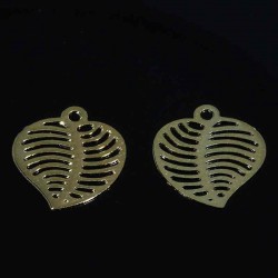 4 estampes mini feuille laser cut laiton doré or fin 13x11mm