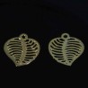 4 estampes mini feuille laser cut laiton doré or fin 13x11mm