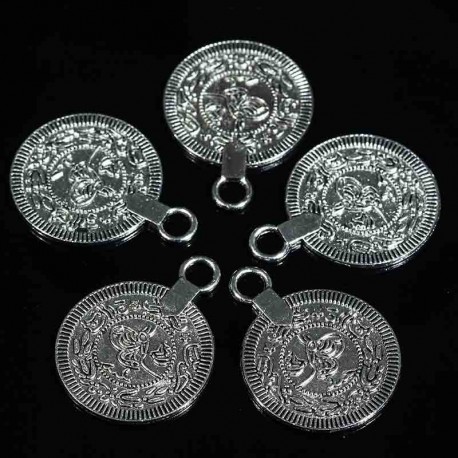 10 breloques sequin ethnique argenté 16mm