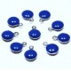 10 sequins rond  acier inoxydable émaillé bleu bi face 11x8mm