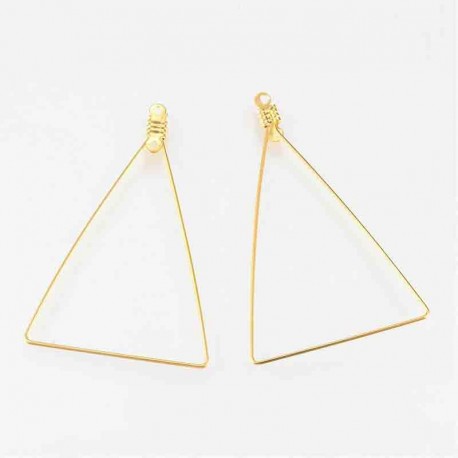 10 supports boucle d'oreille laiton triangle  doré or fin 48x39mm