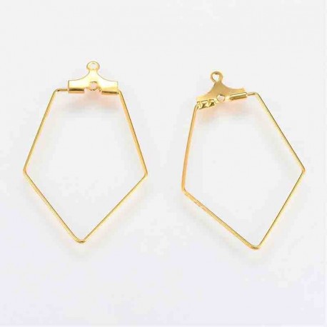 10 supports boucle d'oreille laiton trapeze or fin 36x21mm