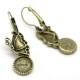 2 Supports boucle d'oreille cabochon 10mm papillon bronze