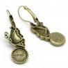 2 Supports boucle d'oreille cabochon 10mm papillon bronze