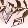 2  losanges  acier pendentif lisse ethnique 40x19 mm