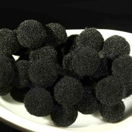 20 pompons boule rond 10mm noir