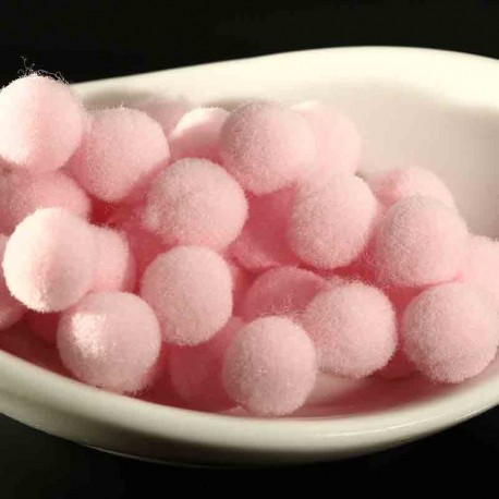 20 pompons boule rond 10mm rose peluche