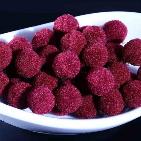 20 pompons boule rond 10mm framboise cassis peluche