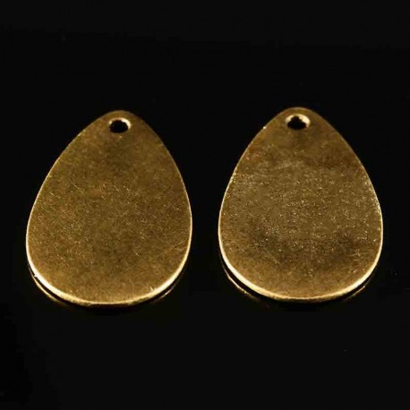 10 sequins  goutte bronze lisse plat 24x14mm