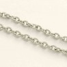 1metre chaine acier R009  inoxydable  argente platine striée 4x3mm