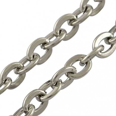 1 metre chaine acier inoxydable soudée 3x2mm argente platine