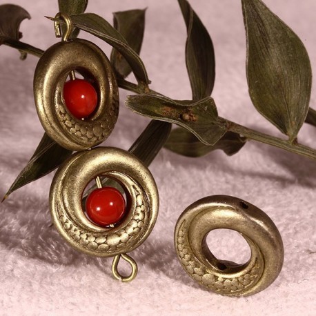 8 cadres à perle bronze ronde plate forme spirale ethnique 15x4mm