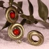 8 cadres à perle bronze ronde plate forme spirale ethnique 15x4mm
