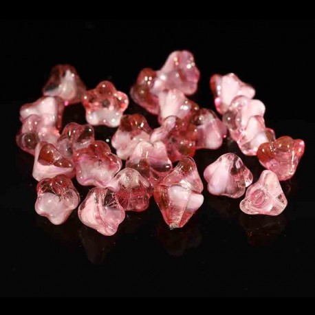 10 perles de verre Tchèque fleurs 8x6mm crystal pink