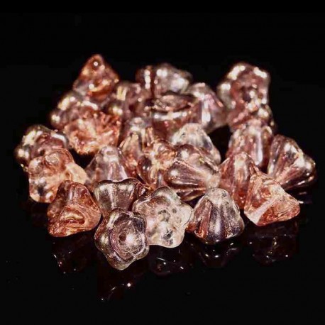 10 perles de  verre  fleur Tchèque  Apollo Gold 8X6MM