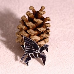 2 breloques cheval ailé PEGASE origami metal argente 17x16mm