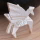 2 breloques cheval ailé PEGASE origami metal argente 17x16mm
