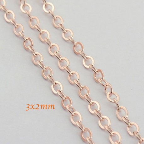 1 metre chaine laiton plaque  or rose 3,5x2mm