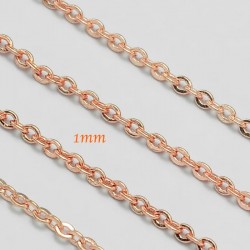 1 mètre chaine laiton maillon forçat plaque or rose 1,2mm