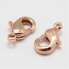 4 fermoirs mousqueton laiton plaque or rose 10mm