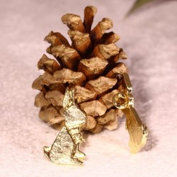 4 mini breloques lapin origami métal doré  15x8mm