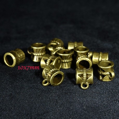 20 bélieres ronde bronze ethnique ciselées 10x7mm