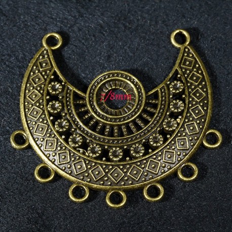 2 supports pendentif demi lune bronze ethnique 43x39mm