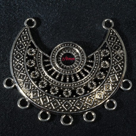 2 supports pendentif demi lune argente vieilli 43x39mm