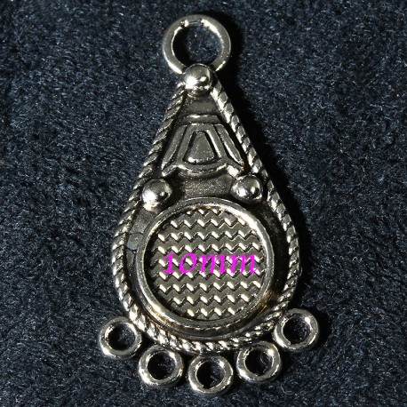 8 supports cabochon goutte metal argente 35x19mm