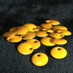 5 sequins laiton jaune emamillé recto verso 8mm