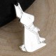 4 mini breloques lapin origami metal argente 15x8mm