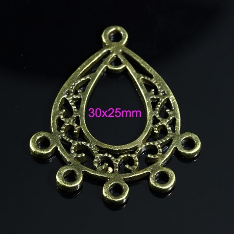 6 chandeliers lustre goutte bronze 29x25mm