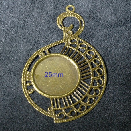 6 estampes pendentif support cabochon   bronze 80x49mm
