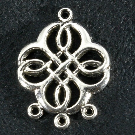 10 Pendentifs chandelier connecteur  metal argenté crosillon 24x18mm