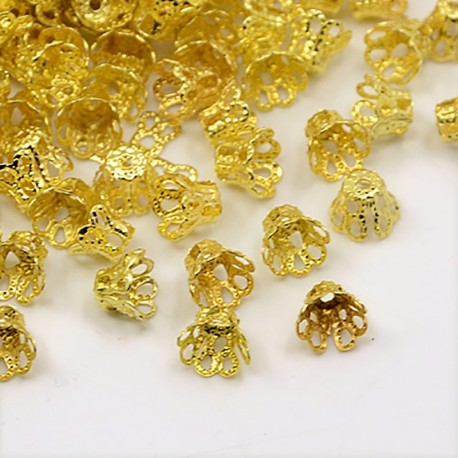 30 calottes coupelle filgrane ajourée doré 6x4.5mm