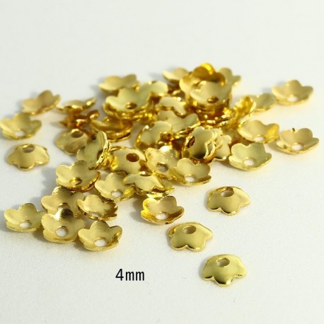 30 calottes coupelles fleur laiton or 4x1mm