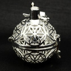 1 bola grossesse mandala plaque argent 30mm