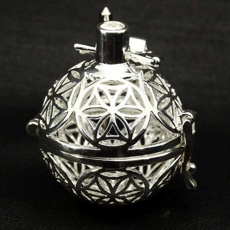 1 bola grossesse mandala plaque argent 30mm