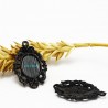 4 supports cabochon connecteur metal noir ovale 30x20mm