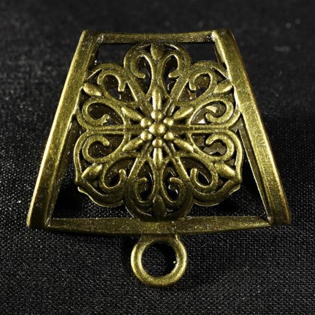2 bélières foulard bronze rosace 38x30mm