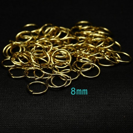 50 anneaux acier inoxydable or 8mm