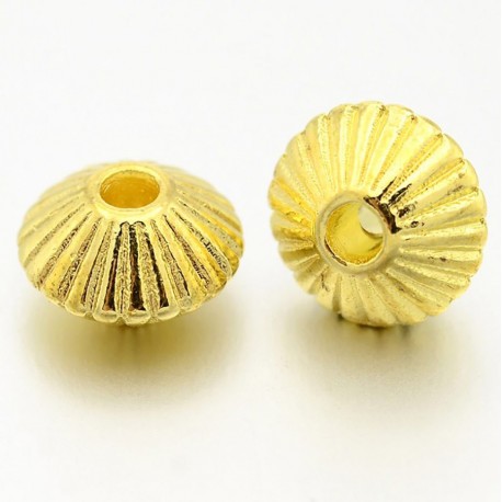 20 perles intercalaire  toupies striées or 8x5,5mm