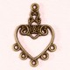 10 chandeliers connecteurs coeur couleur bronze 31x21mm