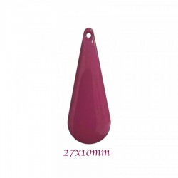 2 sequins emailles laiton longue goutte framboise pourpre  27x10mm