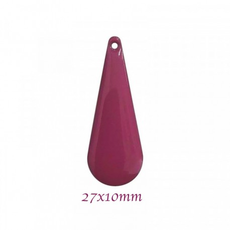 2 sequins emailles laiton longue goutte framboise pourpre  27x10mm