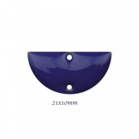 2 sequins connecteur  demi lune email bleu nuit 21x10mm