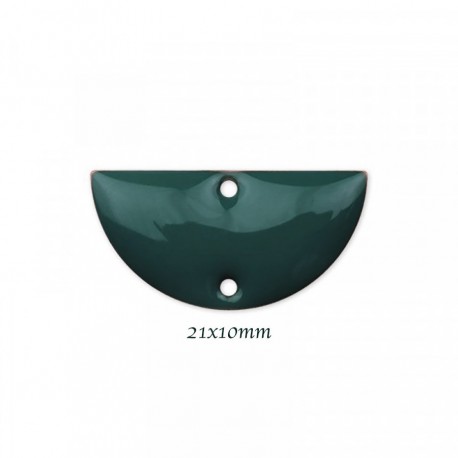 2 sequins emaillés connecteur demi lune vert foret 21x10mm