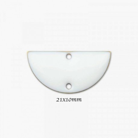 2 sequins emaille connecteur demi lune blanc 21x10mm