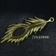 2 breloques pendentif plume bronze relief 70x30mm