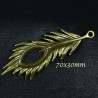 2 breloques pendentif plume bronze relief 70x30mm